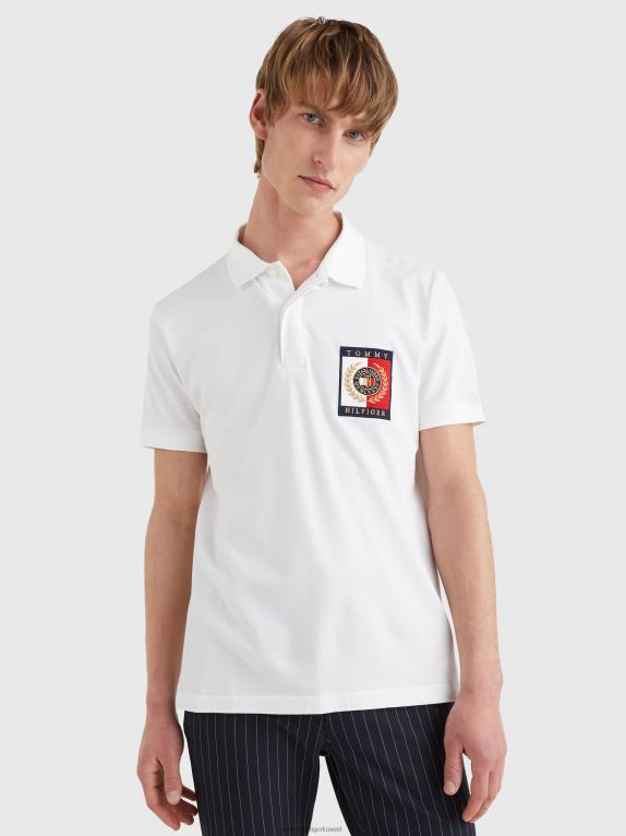 أبيض Tommy Hilfiger شعار أيقونات بولو ذو مقاس عادي 446441092
