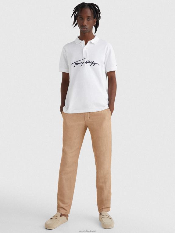 أبيض Tommy Hilfiger شعار بولو ذو مقاس عادي 446441094