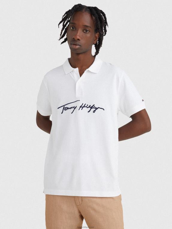 أبيض Tommy Hilfiger شعار بولو ذو مقاس عادي 446441094
