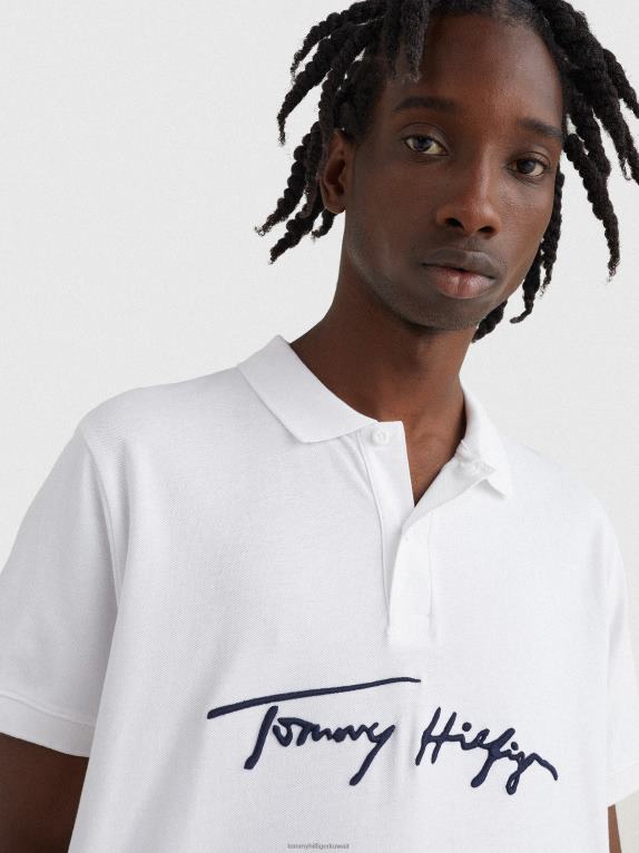 أبيض Tommy Hilfiger شعار بولو ذو مقاس عادي 446441094