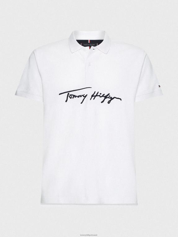أبيض Tommy Hilfiger شعار بولو ذو مقاس عادي 446441094