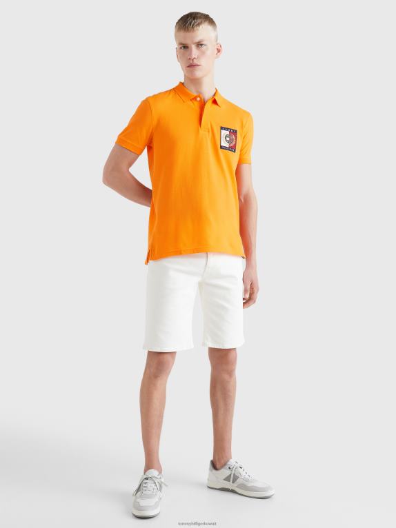 برتقال هاواي Tommy Hilfiger شعار أيقونات بولو ذو مقاس عادي 446441123