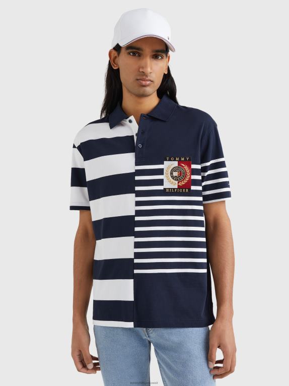 سماء الصحراء/أبيض Tommy Hilfiger أيقونات بولو بخطوط مختلطة غير رسمية 446441127