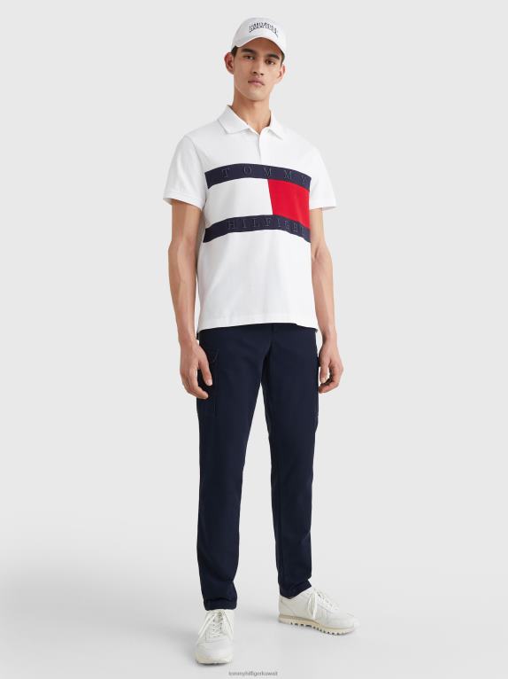 أبيض / أحمر أساسي / سماء الصحراء Tommy Hilfiger شعار بولو مطرز 446441131