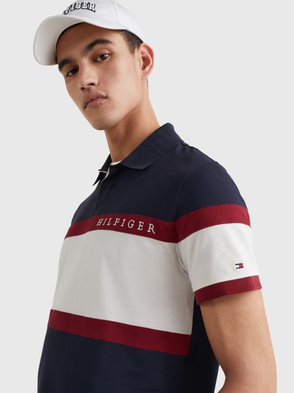 سماء الصحراء/متعددة Tommy Hilfiger لعبة البولو المخططة للرجبي 446441158