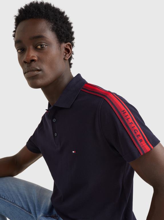 سماء الصحراء Tommy Hilfiger شريط مخطط العلم بولو سليم 446441163