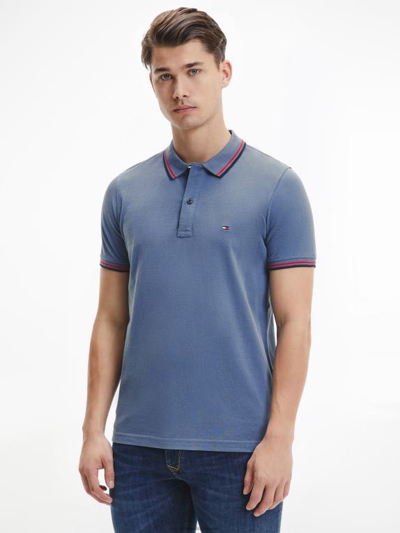 النيلي الباهت Tommy Hilfiger قميص بولو بقصة ضيقة من القطن العضوي 446441188