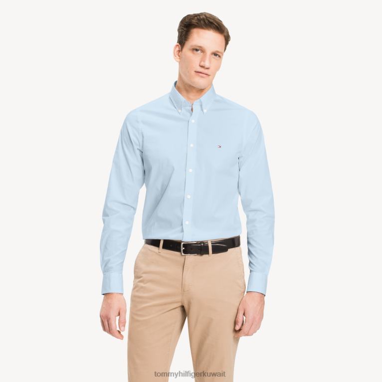القميص أزرق Tommy Hilfiger قميص البوبلين النحيف الأساسي 446441196