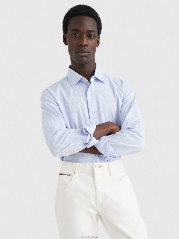 الأزرق الكلاسيكي / الأبيض Tommy Hilfiger قميص مخطط إيثاكا مرتفع 446441204