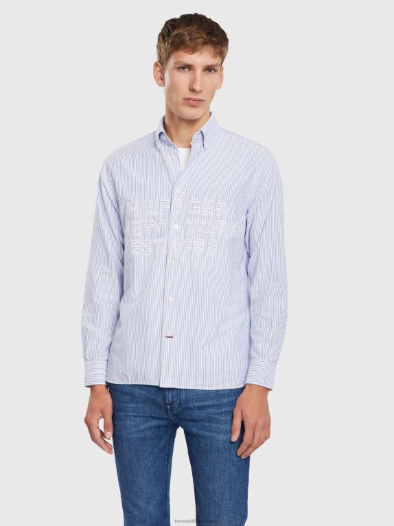 كوبنهاجن أزرق/أبيض Tommy Hilfiger إيثاكا قميص العمل الفني 446441214
