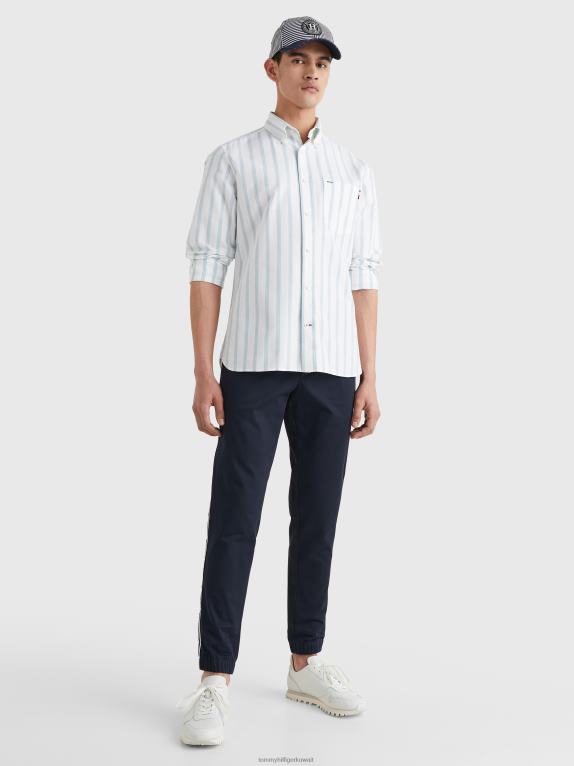 الأزرق النبيل / الأبيض Tommy Hilfiger قميص أكسفورد ذو قصة عادية 446441220