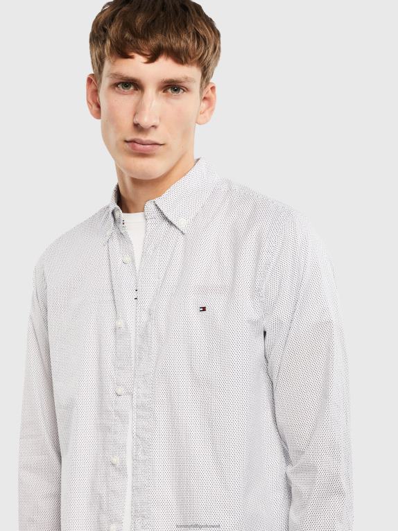 أبيض / كحلي كربوني Tommy Hilfiger قميص بطبعة جغرافية أساسية فليكس 446441233