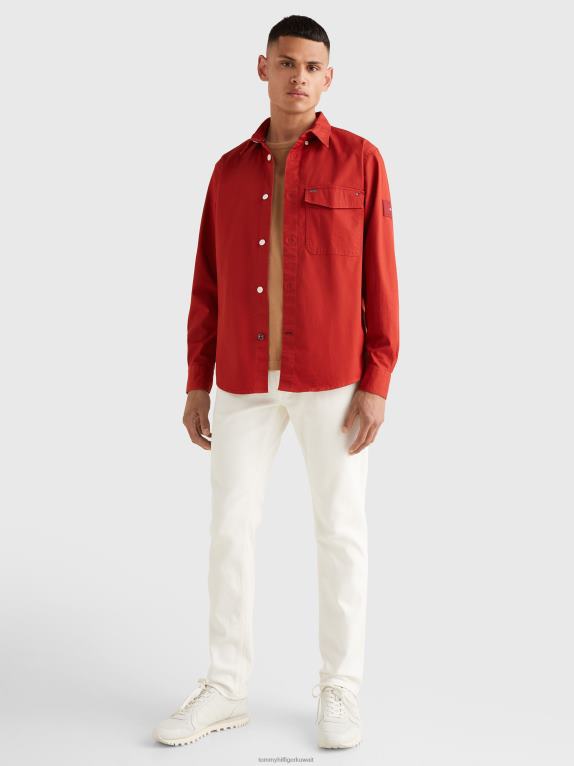 الزنجفر الأحمر Tommy Hilfiger قميص علوي من نسيج قطني خفيف الوزن 446441248