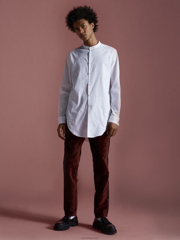 أبيض Tommy Hilfiger قميص مطرز بشعار متكرر احتفالي 446441252