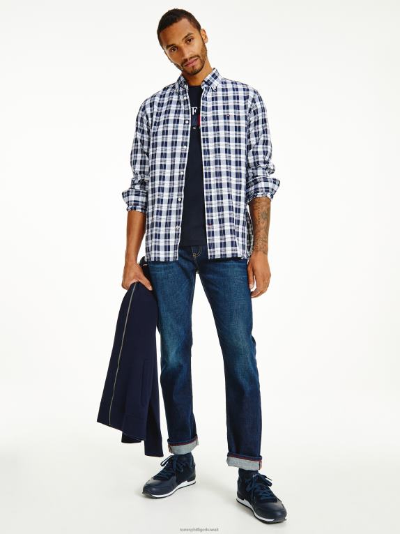 ييل البحرية / الأبيض Tommy Hilfiger قميص منسوج بقصة عادية 446441254