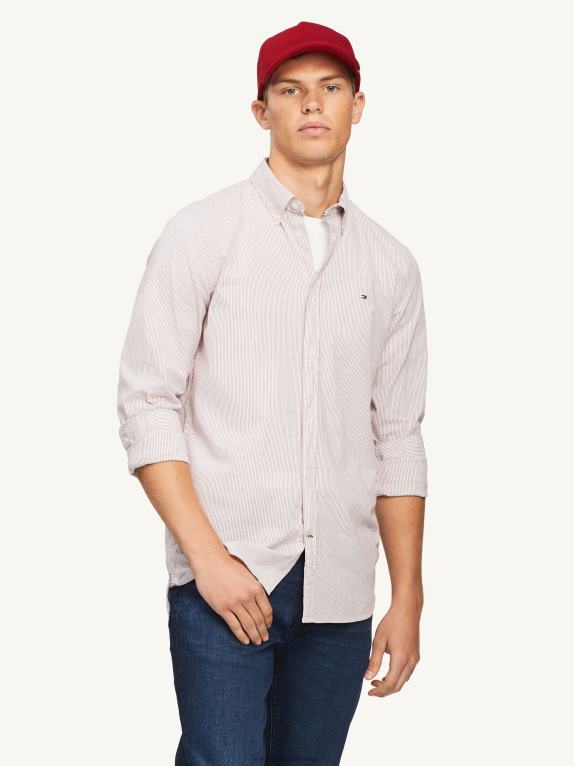 روبي قرمزي / أبيض بصري Tommy Hilfiger قميص مرن بخطوط رفيعة 446441258