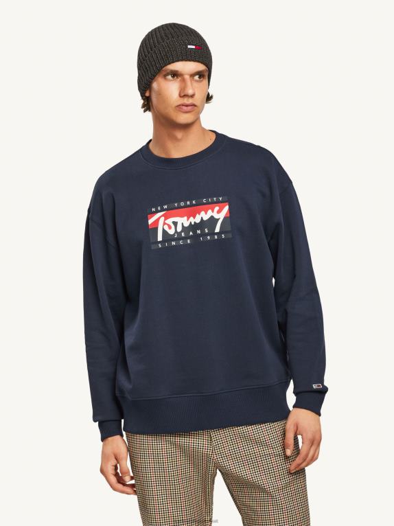 البحرية الشفق Tommy Hilfiger سترة بطبعة علم ورسوم جرافيك 446441263