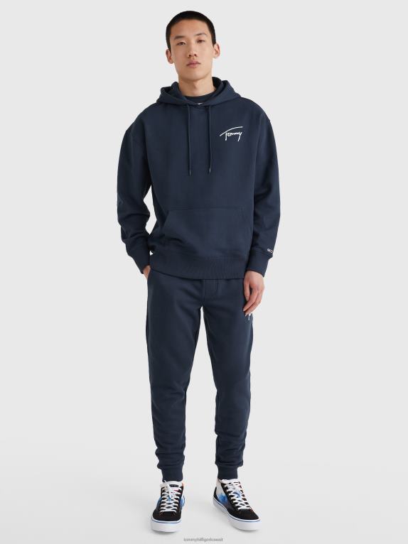 البحرية الشفق Tommy Hilfiger هودي بشعار التوقيع وقصة مريحة 446441264