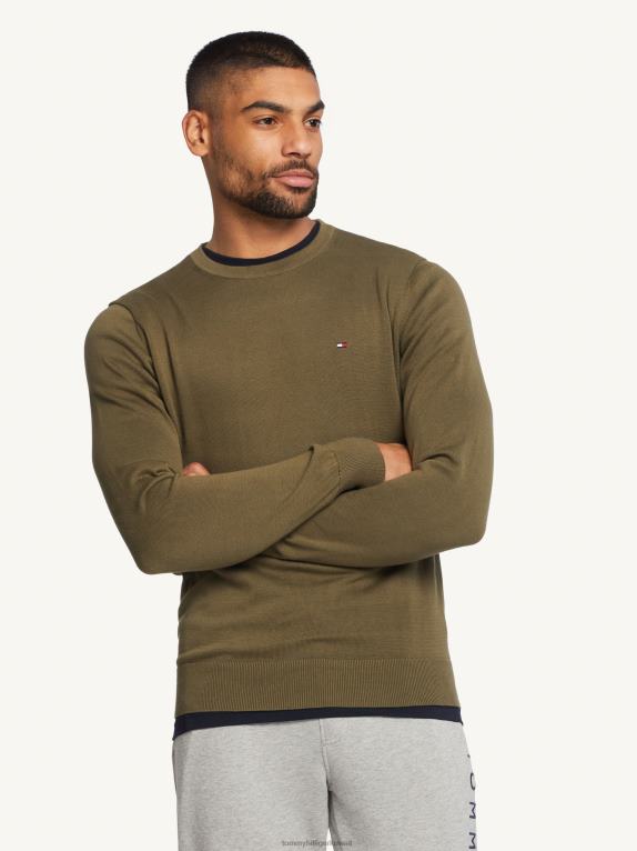 الجيش الأخضر Tommy Hilfiger سترة برقبة دائرية مميزة 446441267