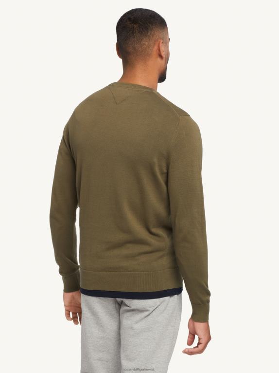 الجيش الأخضر Tommy Hilfiger سترة برقبة دائرية مميزة 446441267