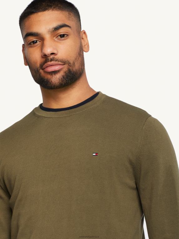 الجيش الأخضر Tommy Hilfiger سترة برقبة دائرية مميزة 446441267