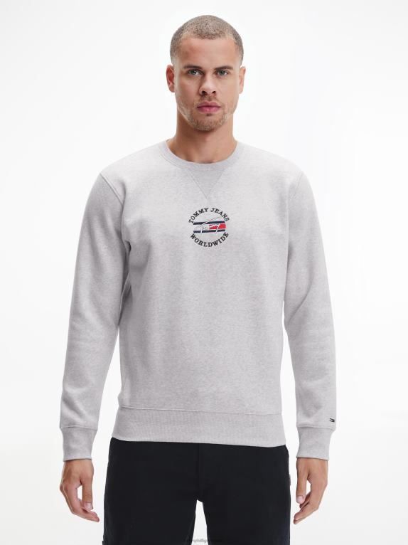 هيذر رمادي فضي Tommy Hilfiger سترة برقبة دائرية خالدة 446441269