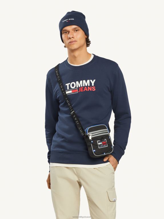 البحرية الشفق Tommy Hilfiger سويت شيرت من القطن العضوي بشعار الماركة 446441271