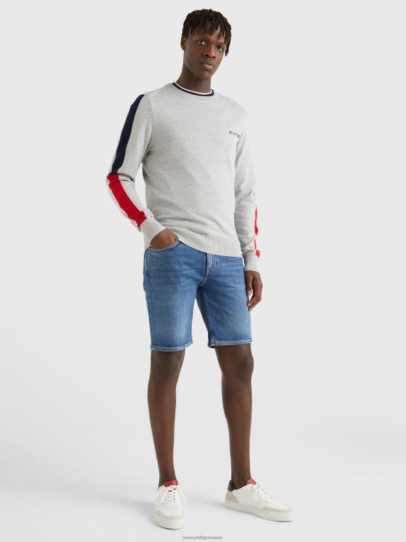 هيذر رمادي فاتح Tommy Hilfiger سترة بأكمام متباينة الألوان 446441272