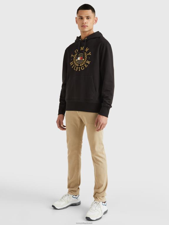 أسود Tommy Hilfiger هوديي بتطريز شعار الأيقونات 446441292