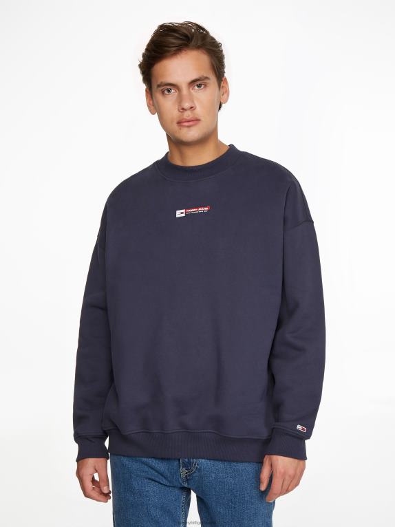 البحرية الشفق Tommy Hilfiger كنزة بأكتاف منسدلة وشعار الماركة 446441300