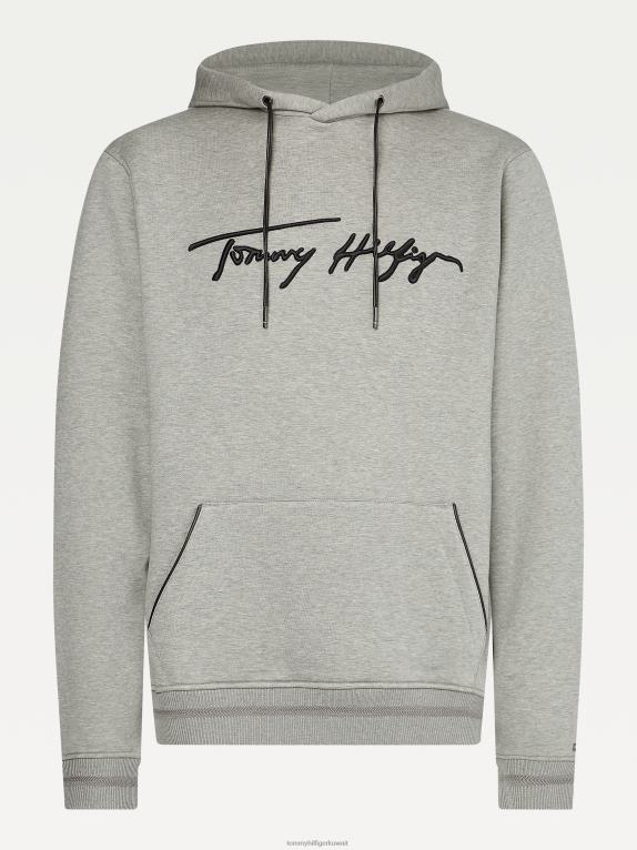 هيذر رمادي متوسط Tommy Hilfiger هودي مطرز بشعار التوقيع المرتفع 446441304