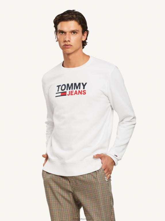 أبيض Tommy Hilfiger سويت شيرت من القطن العضوي بشعار الماركة 446441324