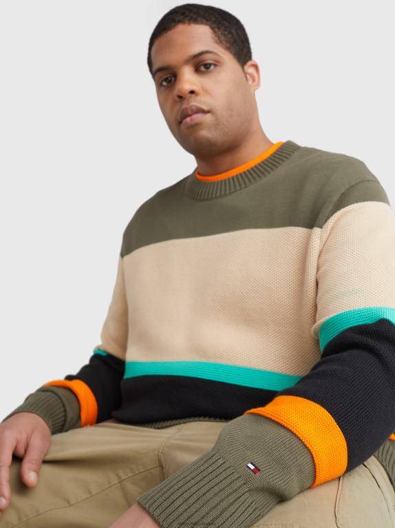 الجيش الأخضر Tommy Hilfiger بالإضافة إلى سترة متماسكة مختلطة الألوان 446441328