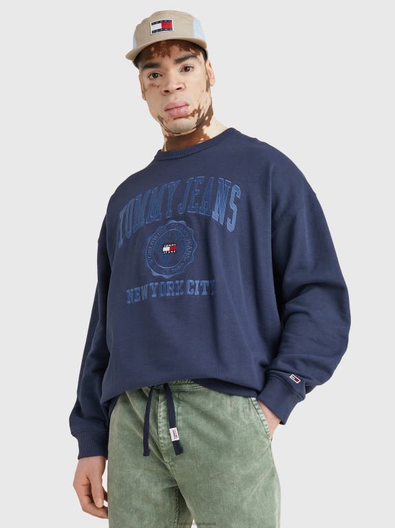 البحرية الشفق Tommy Hilfiger سترة سلوب مطرزة بشعار الكلية 446441351