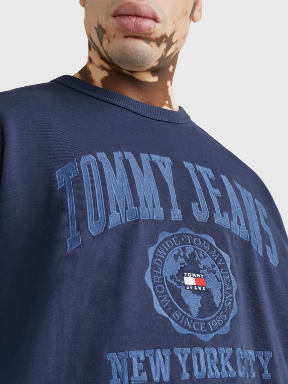 البحرية الشفق Tommy Hilfiger سترة سلوب مطرزة بشعار الكلية 446441351