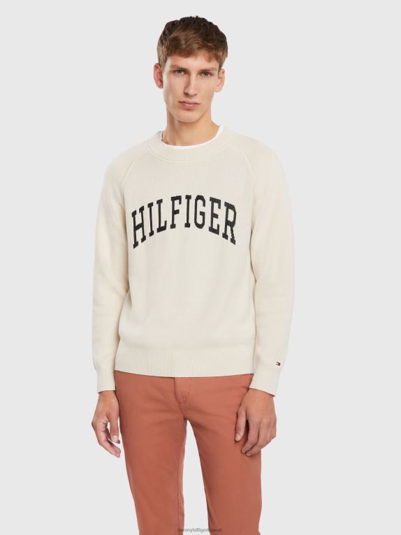 ريشة بيضاء Tommy Hilfiger رقبة دائرية برسومات اسكواش 446441357