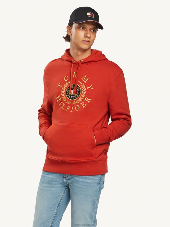 الزنجفر الأحمر Tommy Hilfiger هوديي بتطريز شعار الأيقونات 446441385