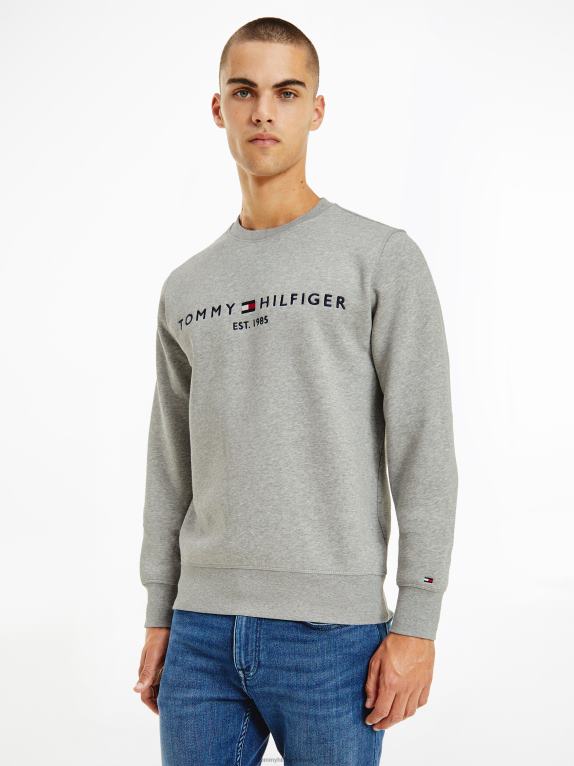 هيذر رمادي فاتح Tommy Hilfiger سترة شعار فليكس 446441391