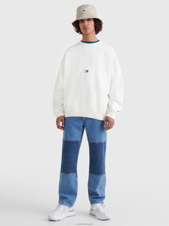 الأبيض القديم Tommy Hilfiger سترة سلوب مطرزة بشعار الكلية 446441400