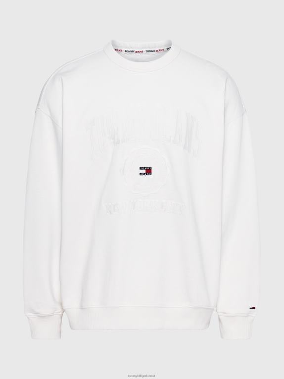 الأبيض القديم Tommy Hilfiger سترة سلوب مطرزة بشعار الكلية 446441400