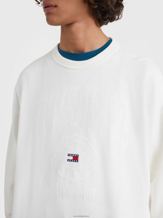 الأبيض القديم Tommy Hilfiger سترة سلوب مطرزة بشعار الكلية 446441400