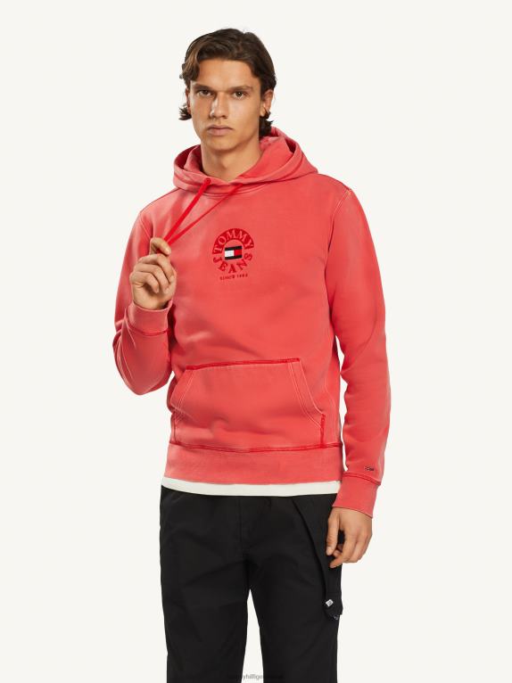 قرمزي عميق Tommy Hilfiger هوديي من الصوف بشعار دائرة متناغمة 446441401