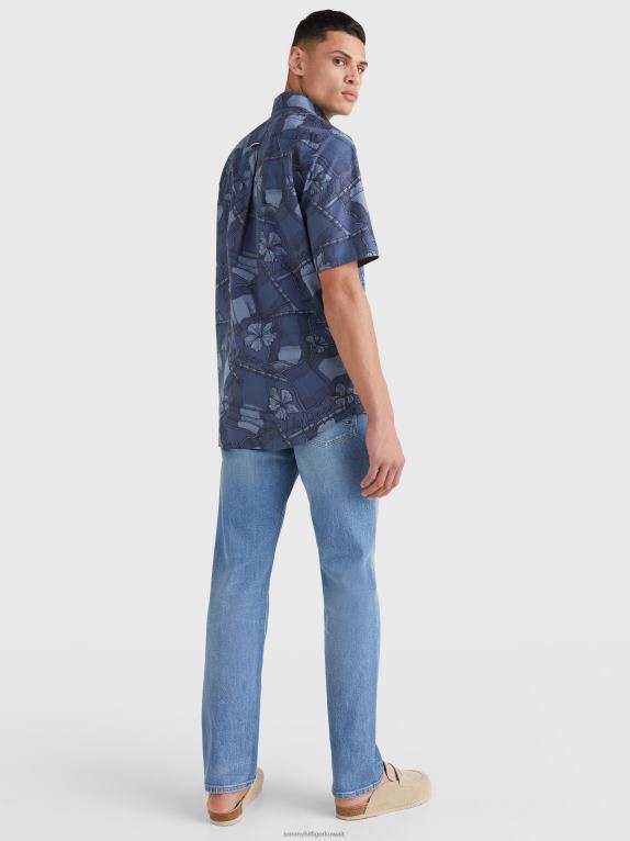 سماء الصحراء/متعددة Tommy Hilfiger قميص بأكمام قصيرة وطبعة علم الحركة 446441406