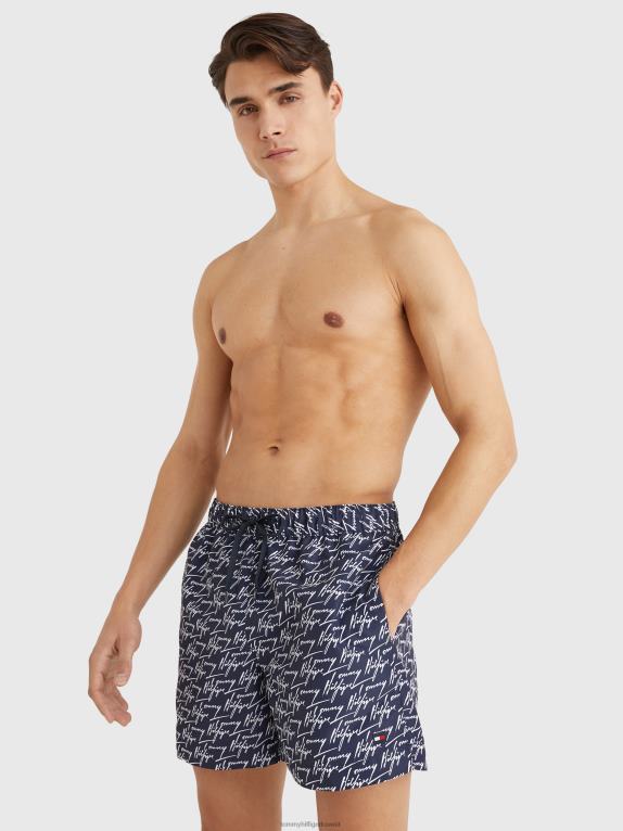 طباعة توقيع هيل Tommy Hilfiger شورت سباحة متوسط ​​الطول برباط 446441459
