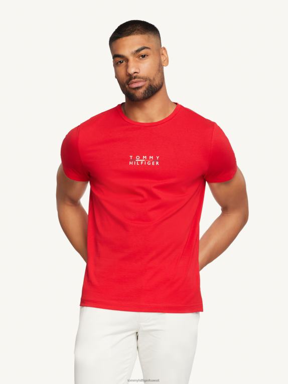 الأحمر الأساسي Tommy Hilfiger تي شيرت بشعار مربع 446441464