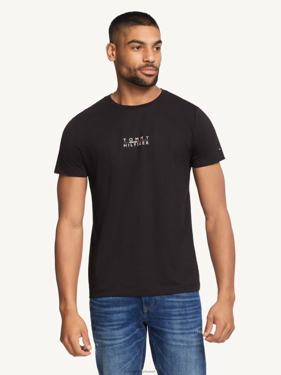 أسود Tommy Hilfiger تي شيرت بشعار مربع 446441470