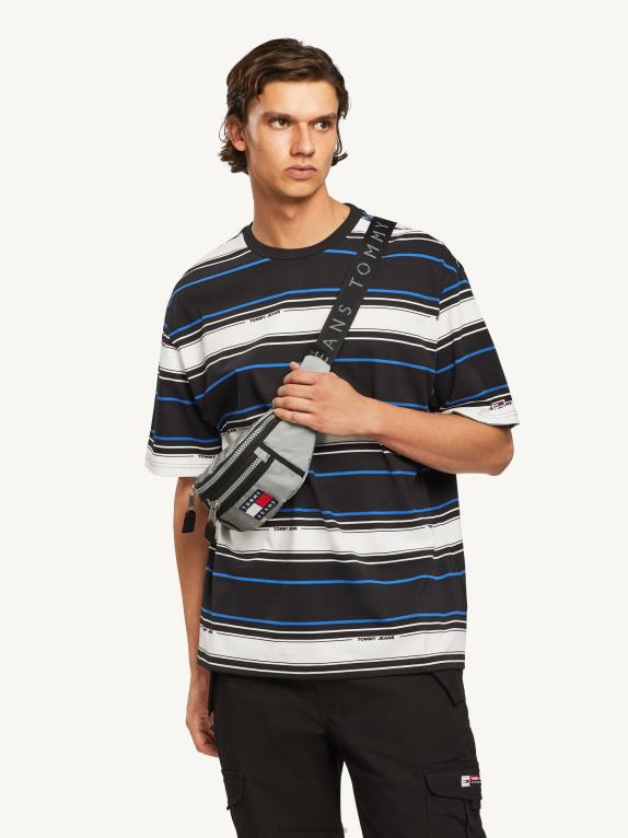 شريط أسود Tommy Hilfiger تي شيرت مخطط من القطن العضوي 446441492