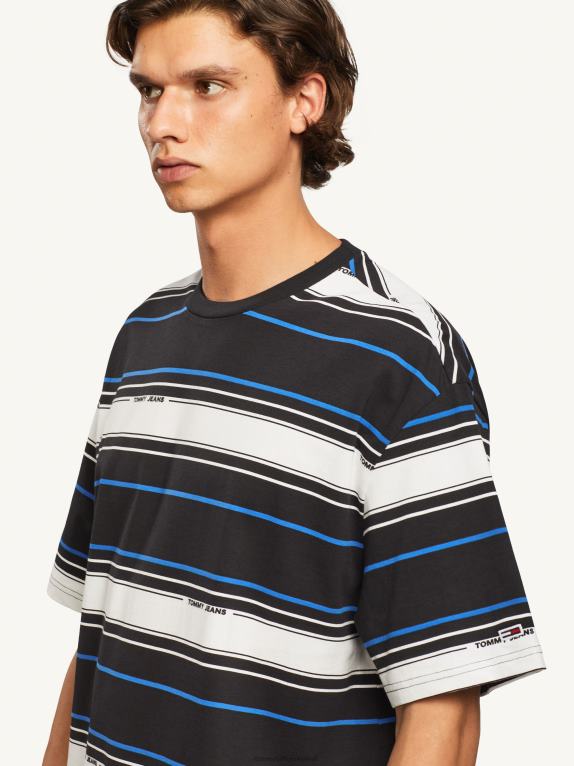 شريط أسود Tommy Hilfiger تي شيرت مخطط من القطن العضوي 446441492