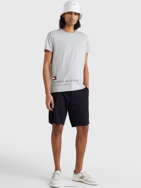 هيذر رمادي فاتح Tommy Hilfiger تيشيرت بشعار ملفوف 446441503