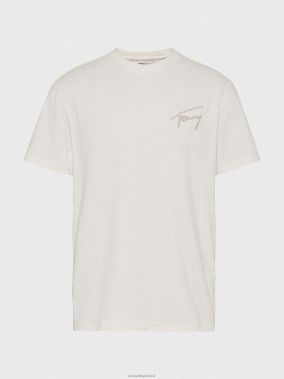 الأبيض القديم Tommy Hilfiger تيشيرت من القطن المعاد تدويره بشعار الماركة 446441507